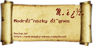 Modránszky Ágnes névjegykártya