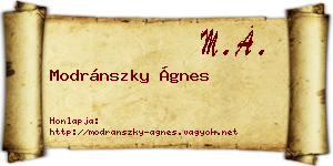 Modránszky Ágnes névjegykártya